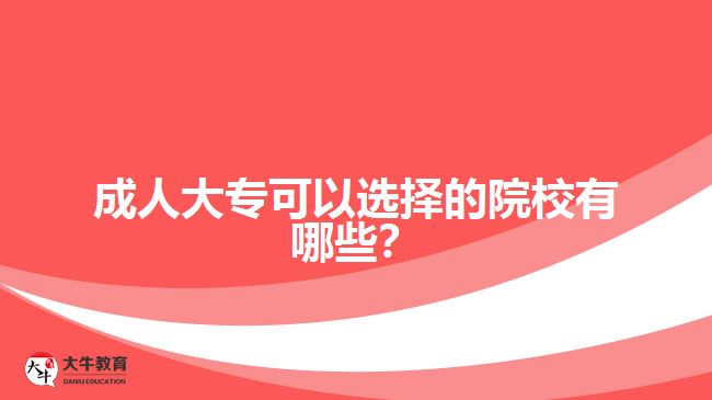 成人大專可以選擇的院校有哪些？