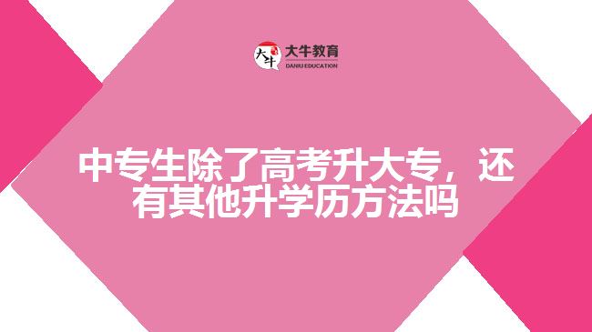 中專生除了高考升大專外,還有其他升學(xué)歷的方法嗎