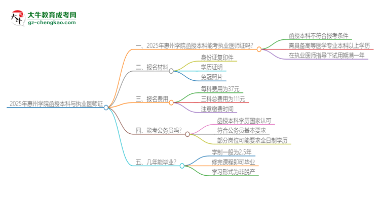 2025年惠州學(xué)院函授本科學(xué)歷能考執(zhí)業(yè)醫(yī)師證嗎？思維導(dǎo)圖