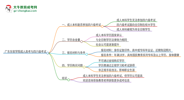 廣東東軟學(xué)院2025年成人本科學(xué)生能參加四六級考試嗎?思維導(dǎo)圖
