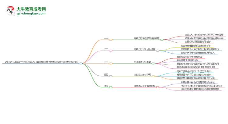 2025年廣東成人高考醫(yī)學(xué)檢驗(yàn)技術(shù)專業(yè)學(xué)歷符合教資報(bào)考條件嗎？思維導(dǎo)圖