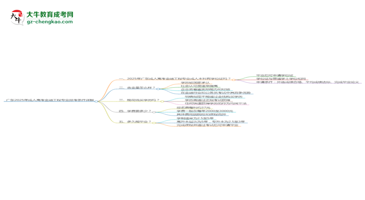 廣東2025年成人高考金融工程專業(yè)報考條件詳解思維導圖