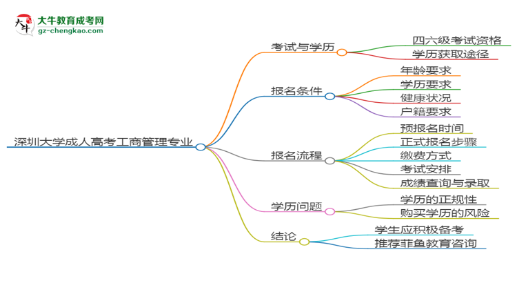 深圳大學(xué)2025年成考工商管理專業(yè)生可不可以考四六級?思維導(dǎo)圖