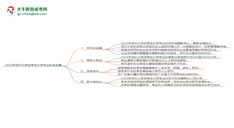 2025年深圳大學(xué)成考會計學(xué)專業(yè)學(xué)歷的含金量怎么樣?思維導(dǎo)圖