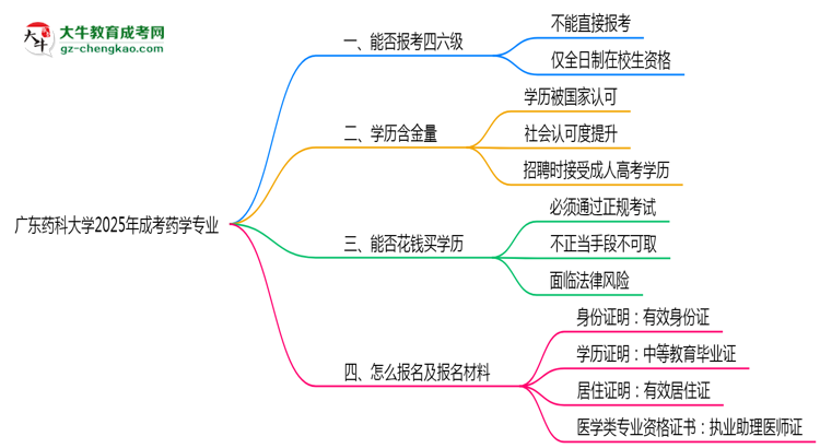 廣東藥科大學(xué)2025年成考藥學(xué)專業(yè)生可不可以考四六級(jí)？思維導(dǎo)圖