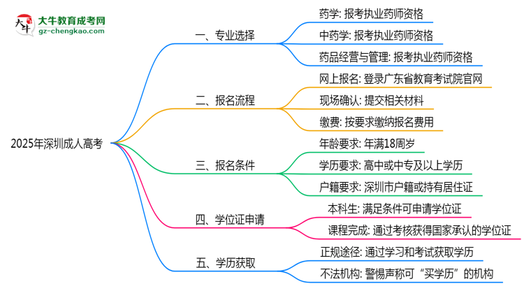 2025年深圳成人高考哪些專業(yè)可考執(zhí)業(yè)藥師資格？思維導圖