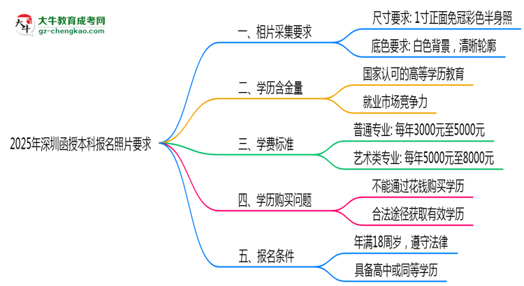 2025年深圳函授本科報名照片要求:尺寸+底色思維導(dǎo)圖