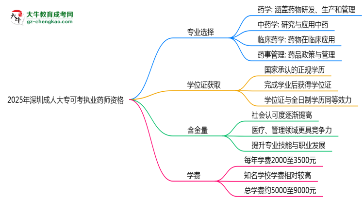 2025年深圳成人大專哪些專業(yè)可考執(zhí)業(yè)藥師資格?思維導(dǎo)圖