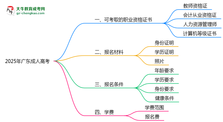 2025年廣東成人高考可考取職業(yè)資格證書(shū)思維導(dǎo)圖