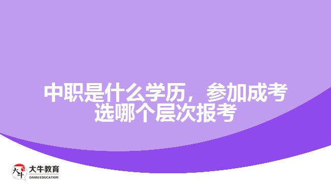 中職是什么學歷，參加成考選報考層次