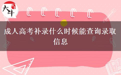 成人高考補錄什么時候能查詢錄取信息 成人高考補錄什么時候能查詢錄取信息