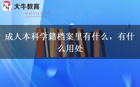 成人本科學籍檔案里有什么，有什么用處