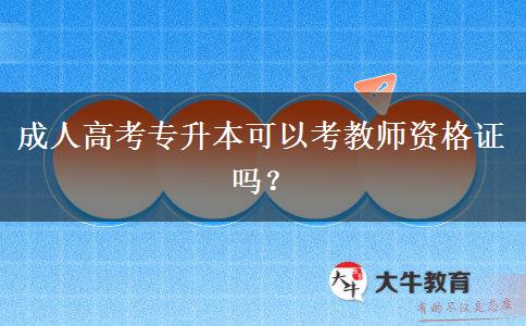 成人高考專升本可以考教師資格證嗎？