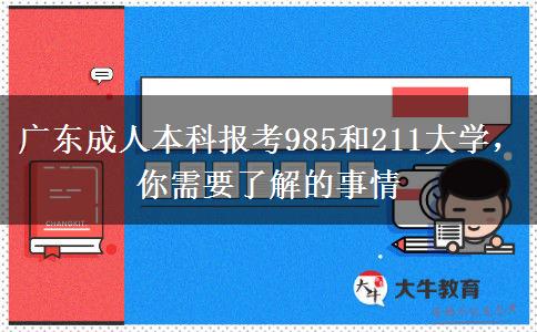 廣東成人本科報(bào)考985和211大學(xué)，你需要了解的事情