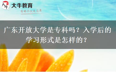廣東開放大學(xué)是專科嗎？入學(xué)后的學(xué)習(xí)形式是怎樣的？