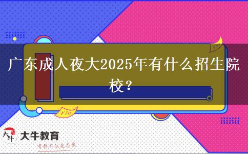 廣東成人夜大2025年有什么招生院校？