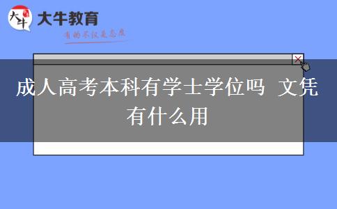 成人高考本科有學(xué)士學(xué)位嗎 文憑有什么用