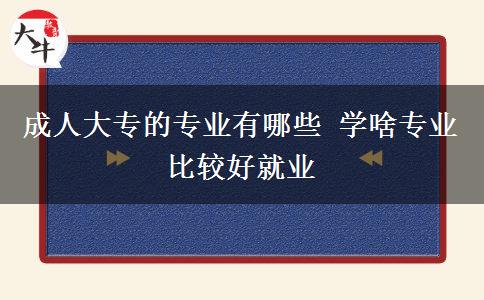 成人大專的專業(yè)有哪些 學(xué)啥專業(yè)比較好就業(yè)